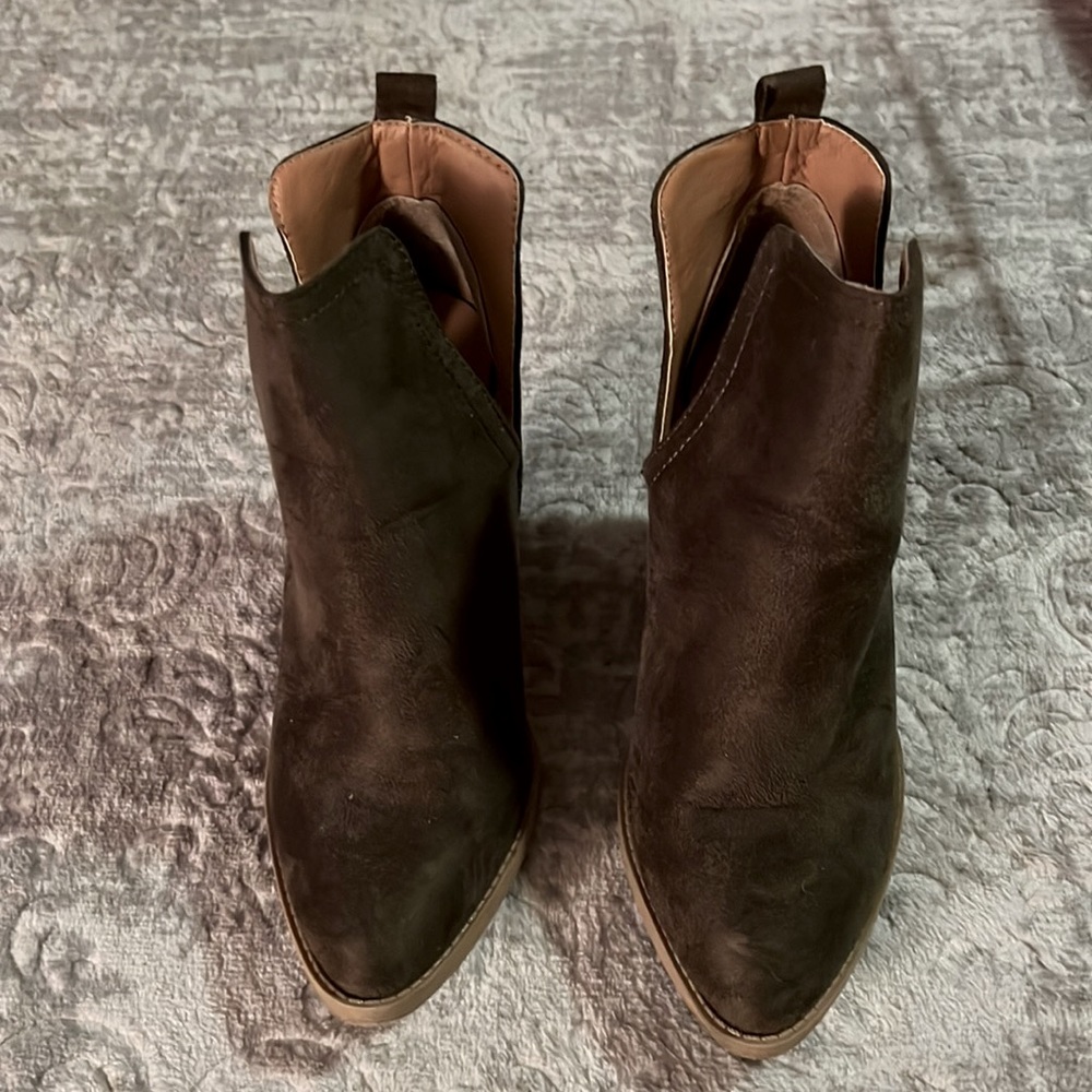 Charlotte Russe Olive Suede Booties With Box